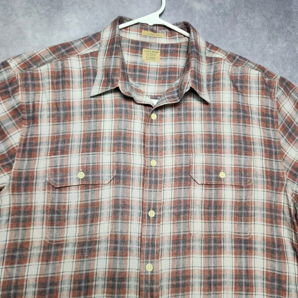 Lucky Brand Mens Plaid‎ Flannel Classic Fit Long Sleeve Shirt XL Lightweight